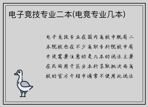 电子竞技专业二本(电竞专业几本)