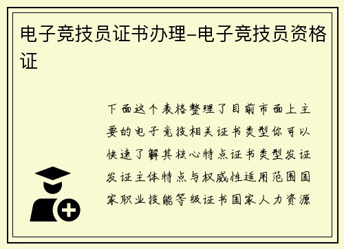 电子竞技员证书办理-电子竞技员资格证